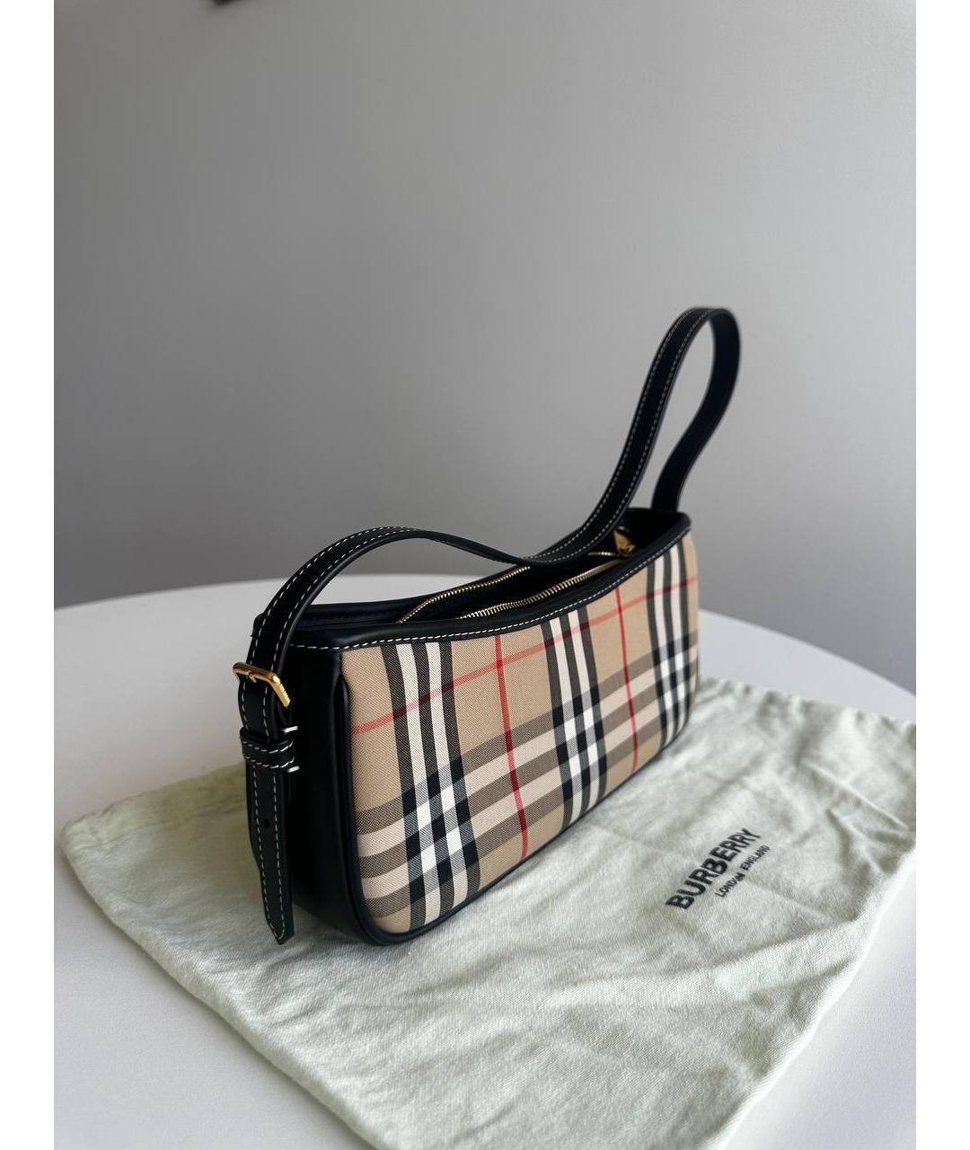 BURBERRY Бежевая сумка с короткими ручками из канвы, фото 9