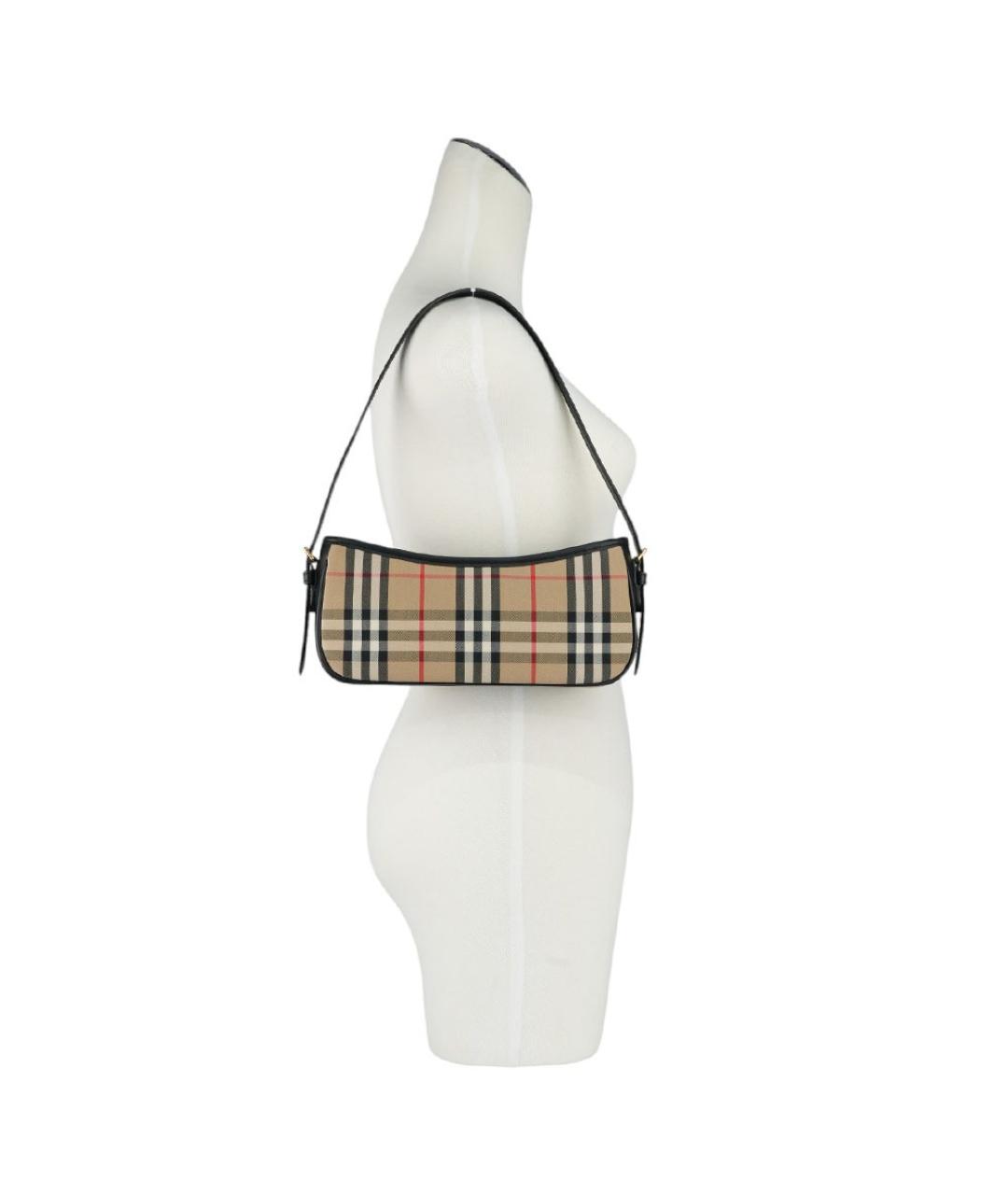 BURBERRY Бежевая сумка с короткими ручками из канвы, фото 6