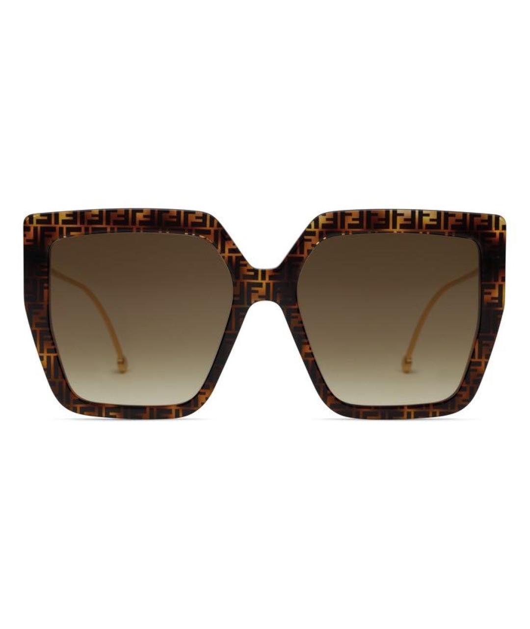 FENDI Коричневые солнцезащитные очки, фото 1