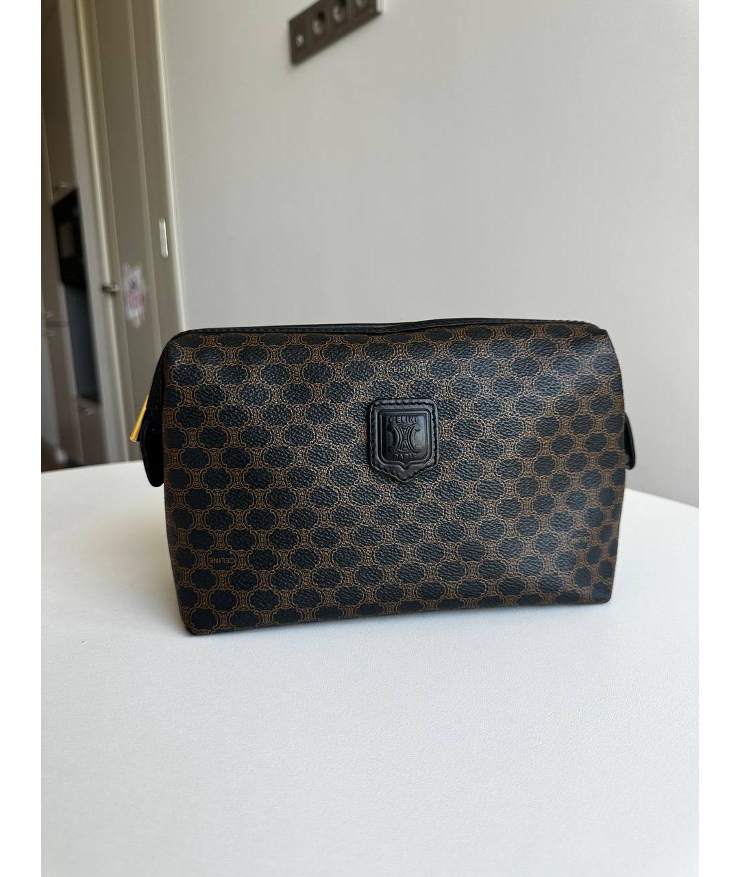 CELINE Коричневая косметичка из канвы, фото 2