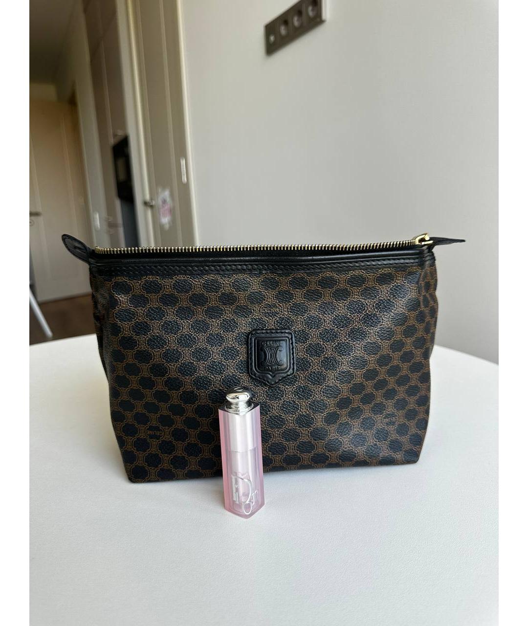 CELINE Коричневая косметичка из канвы, фото 5