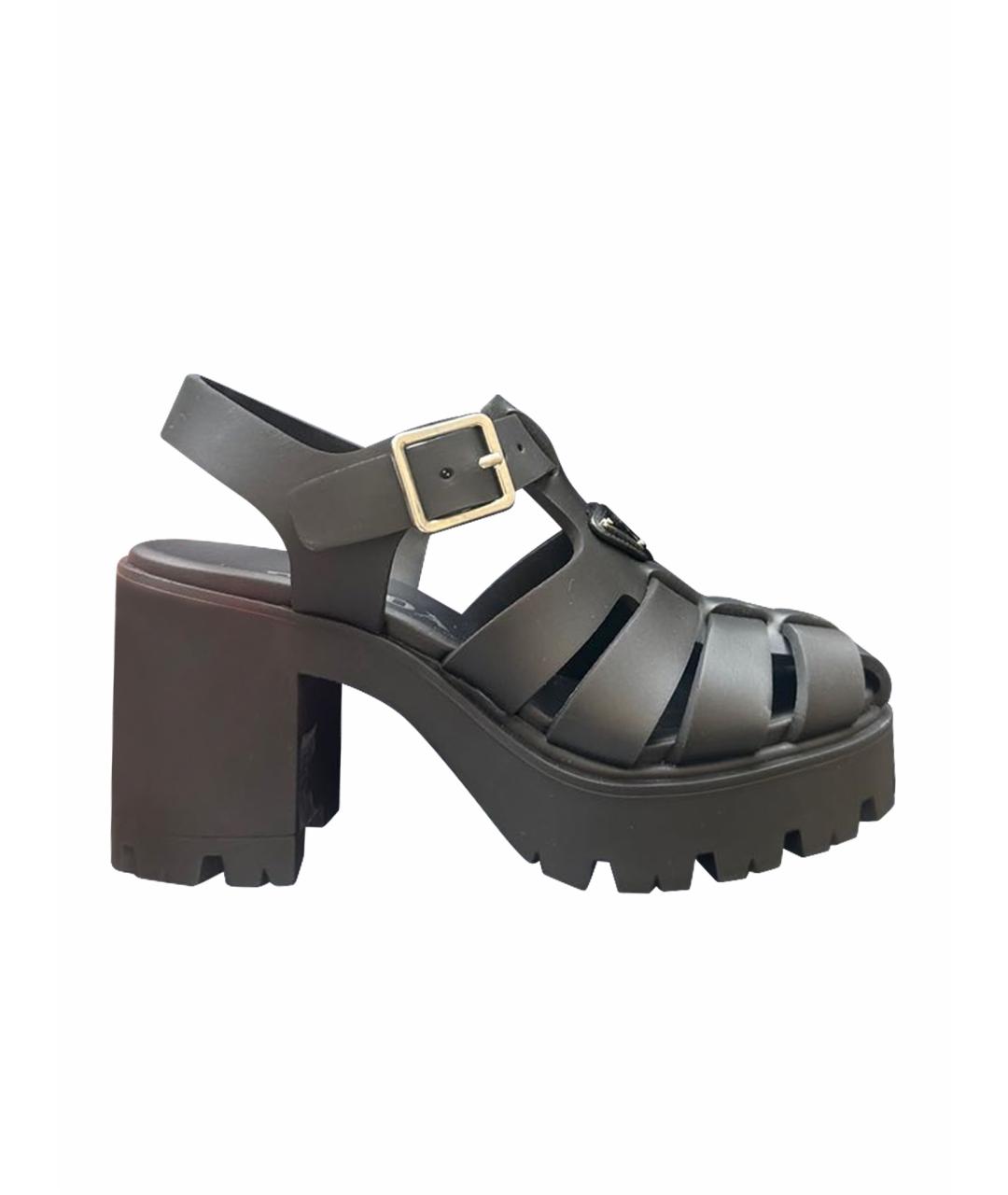 PRADA Черные босоножки, фото 1