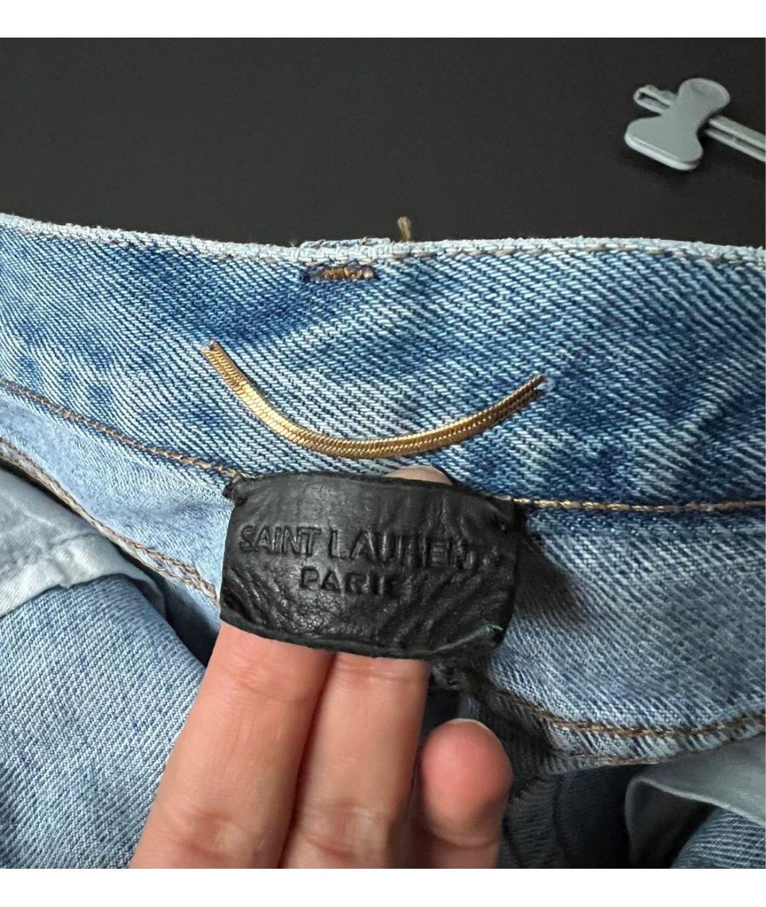 SAINT LAURENT Синие хлопковые шорты, фото 3