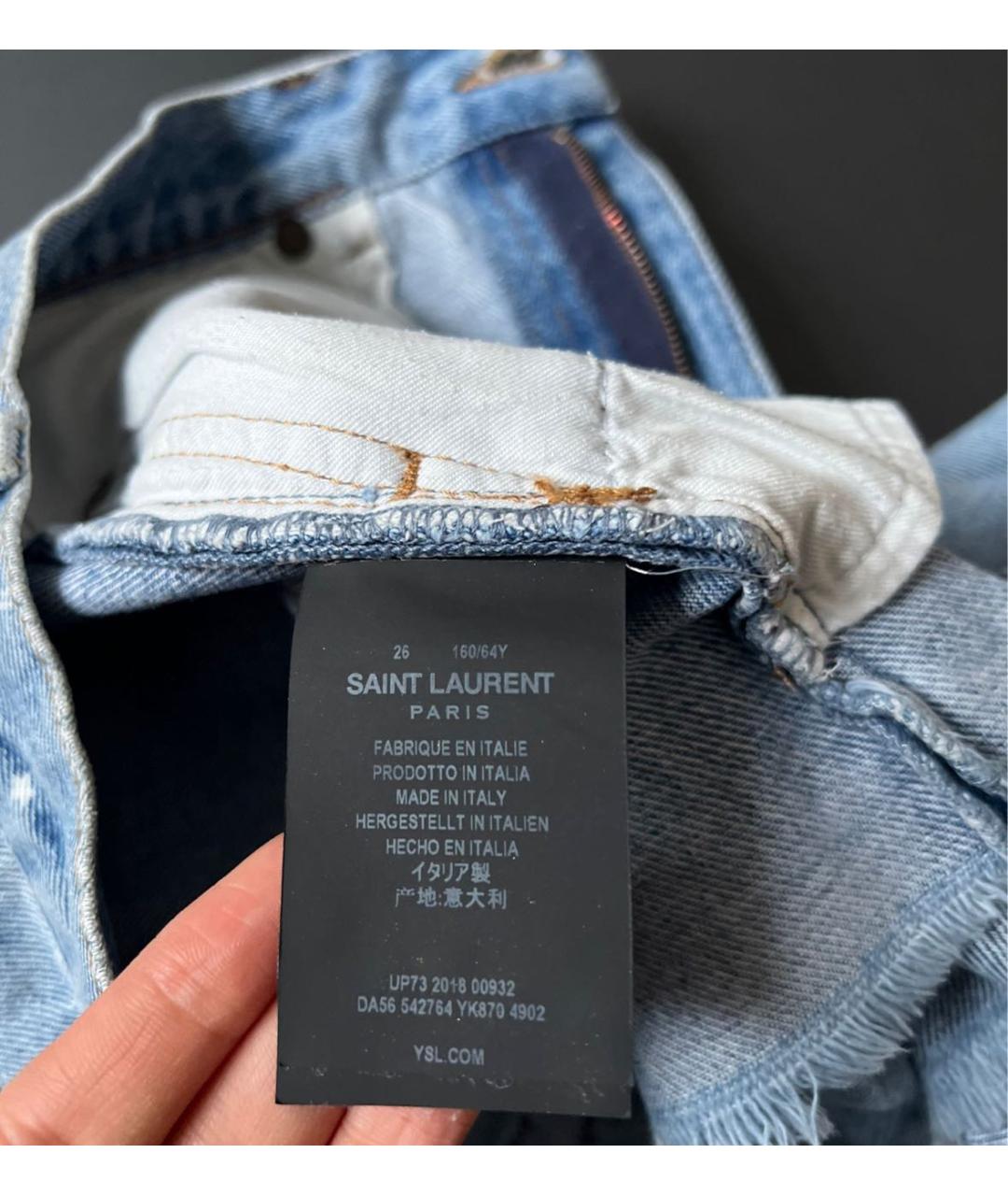SAINT LAURENT Синие хлопковые шорты, фото 4