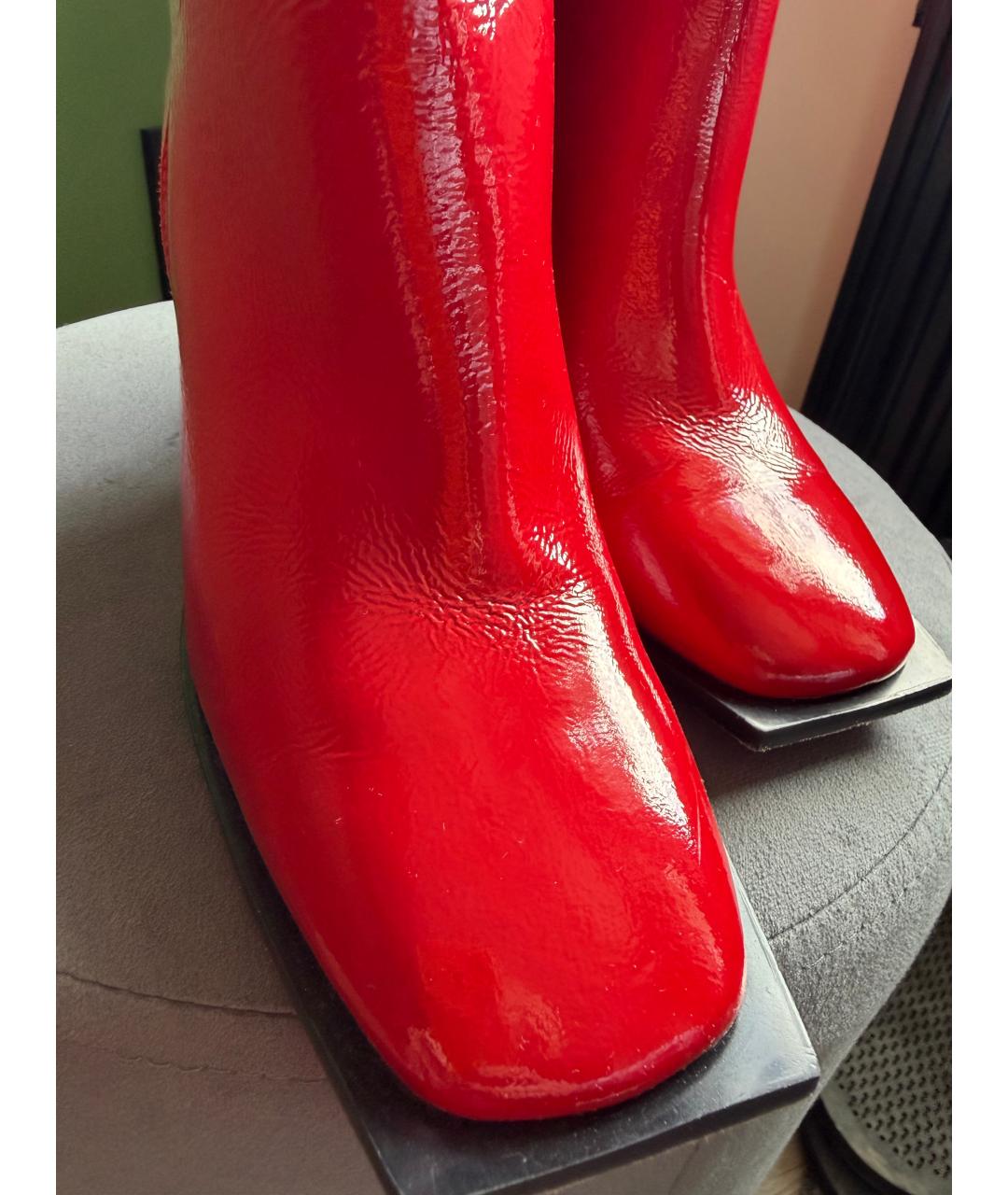MSGM Красные сапоги из лакированной кожи, фото 3