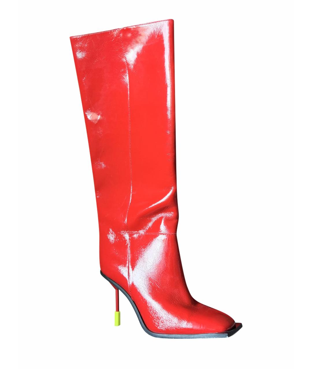 MSGM Красные сапоги из лакированной кожи, фото 1