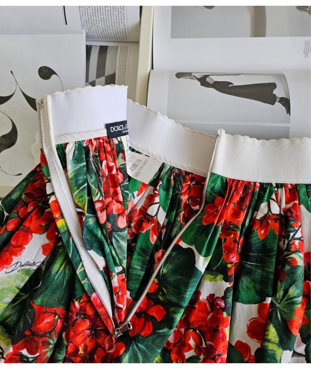 DOLCE&GABBANA Мульти хлопковая юбка миди, фото 6
