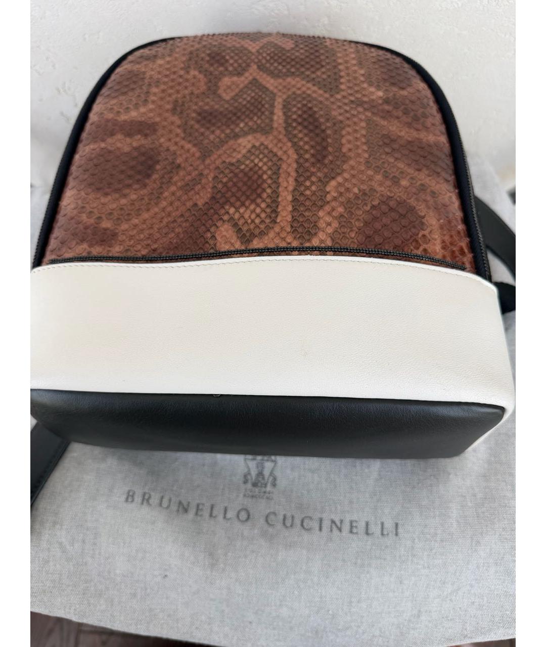 BRUNELLO CUCINELLI Коричневый кожаный рюкзак, фото 6