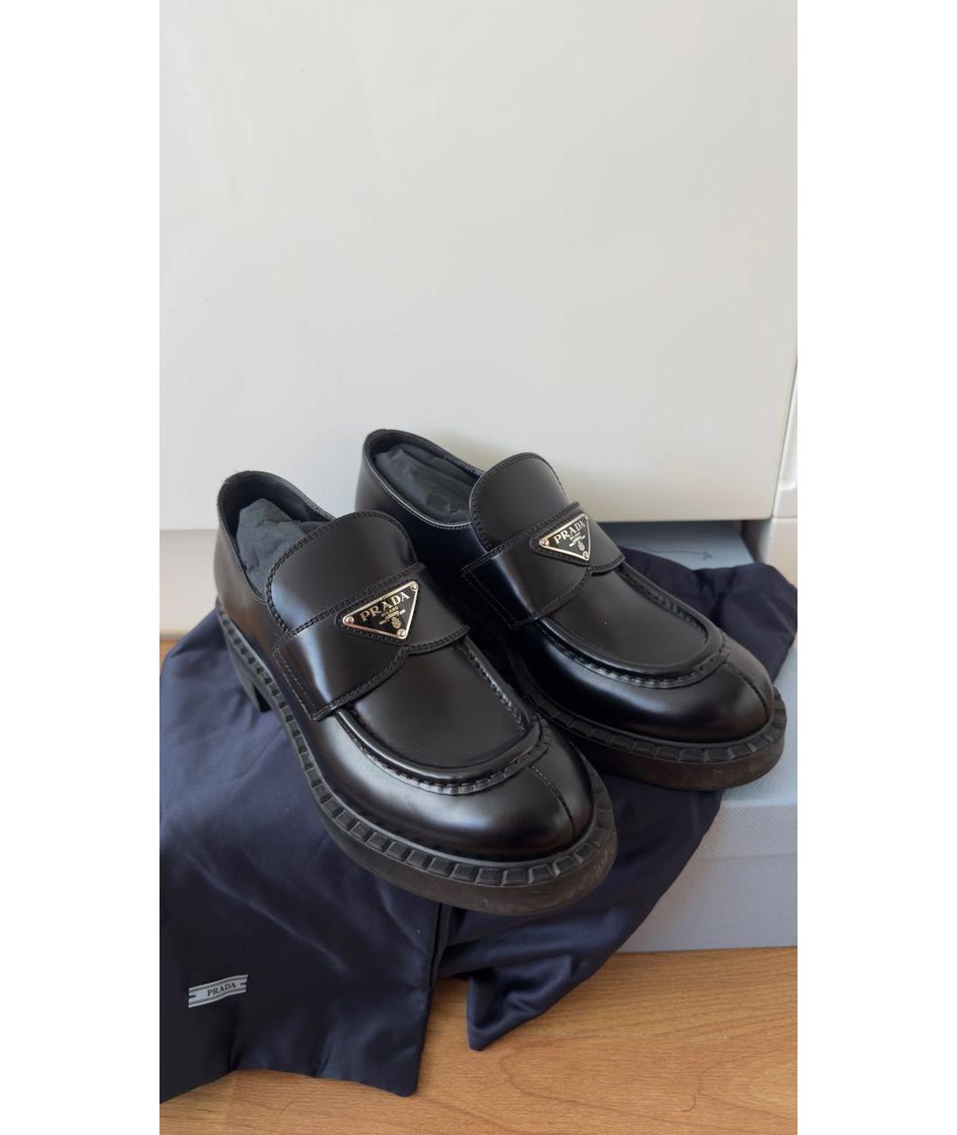 PRADA Черные кожаные лоферы, фото 2