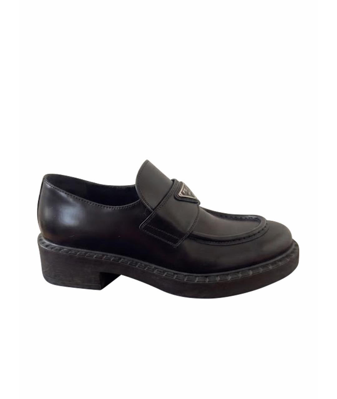 PRADA Черные кожаные лоферы, фото 1