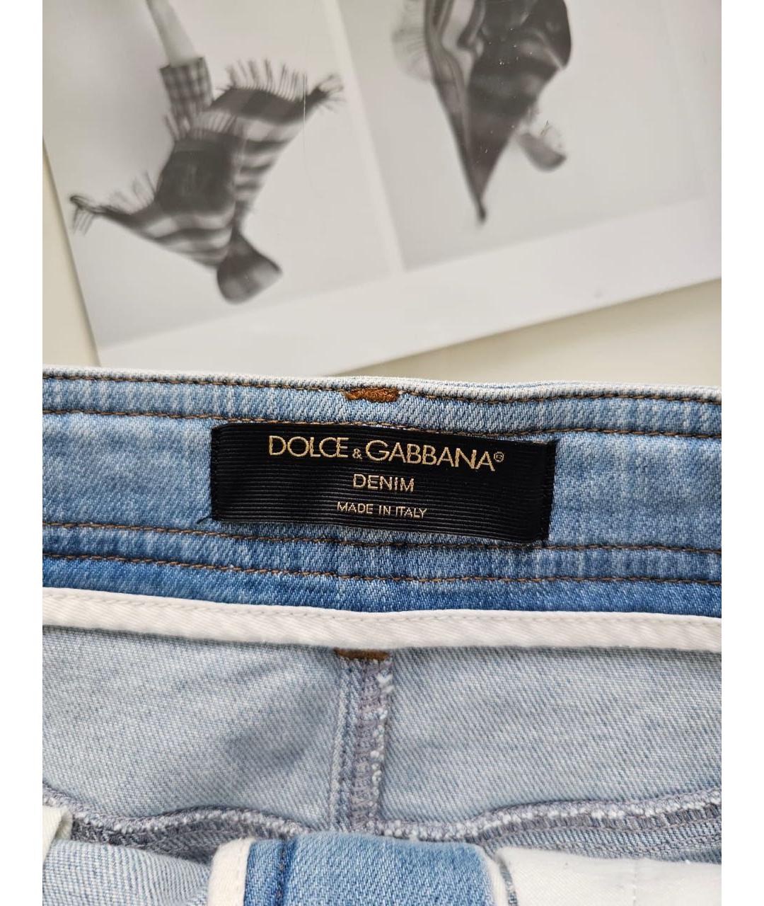 DOLCE&GABBANA Голубая хлопковая юбка миди, фото 6