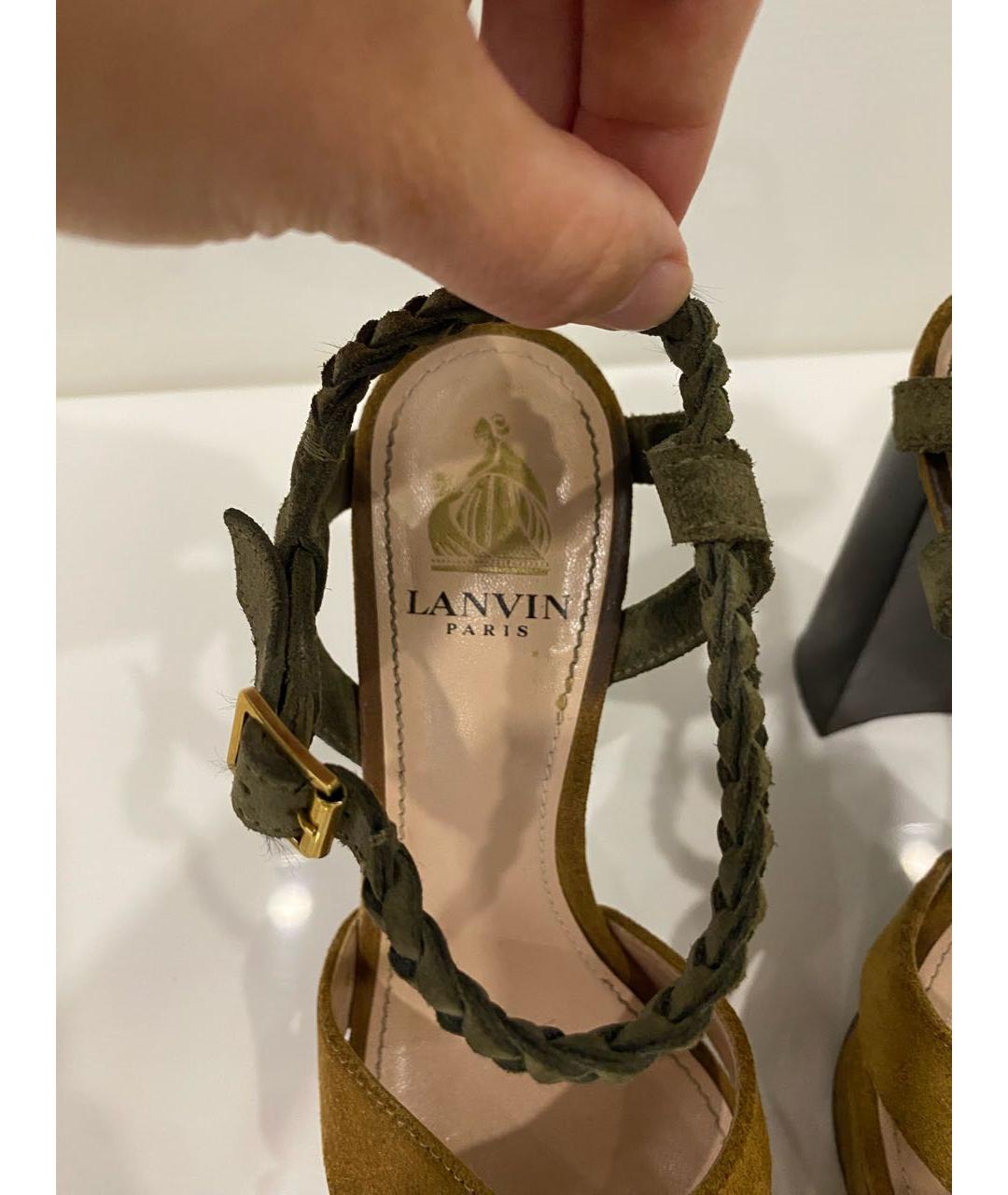 LANVIN Бежевые замшевые босоножки, фото 5