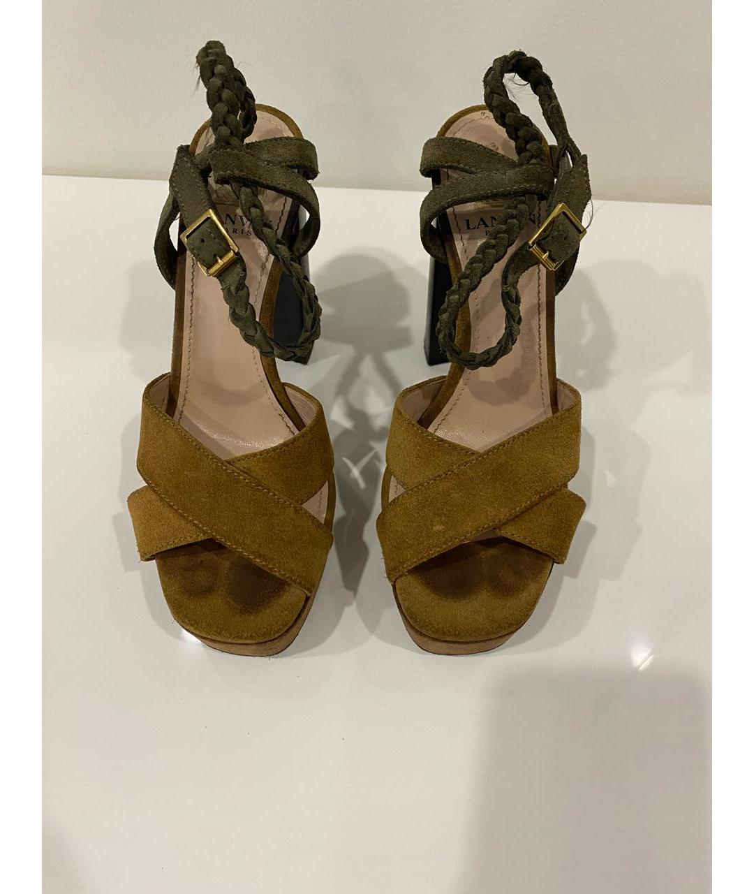 LANVIN Бежевые замшевые босоножки, фото 2