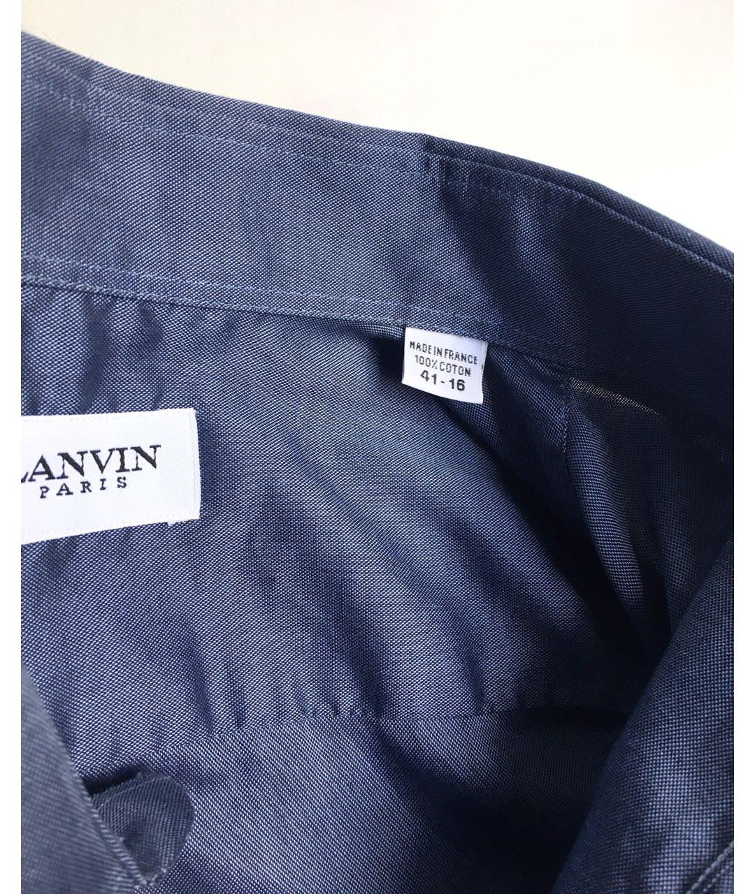 LANVIN Синяя хлопковая классическая рубашка, фото 7