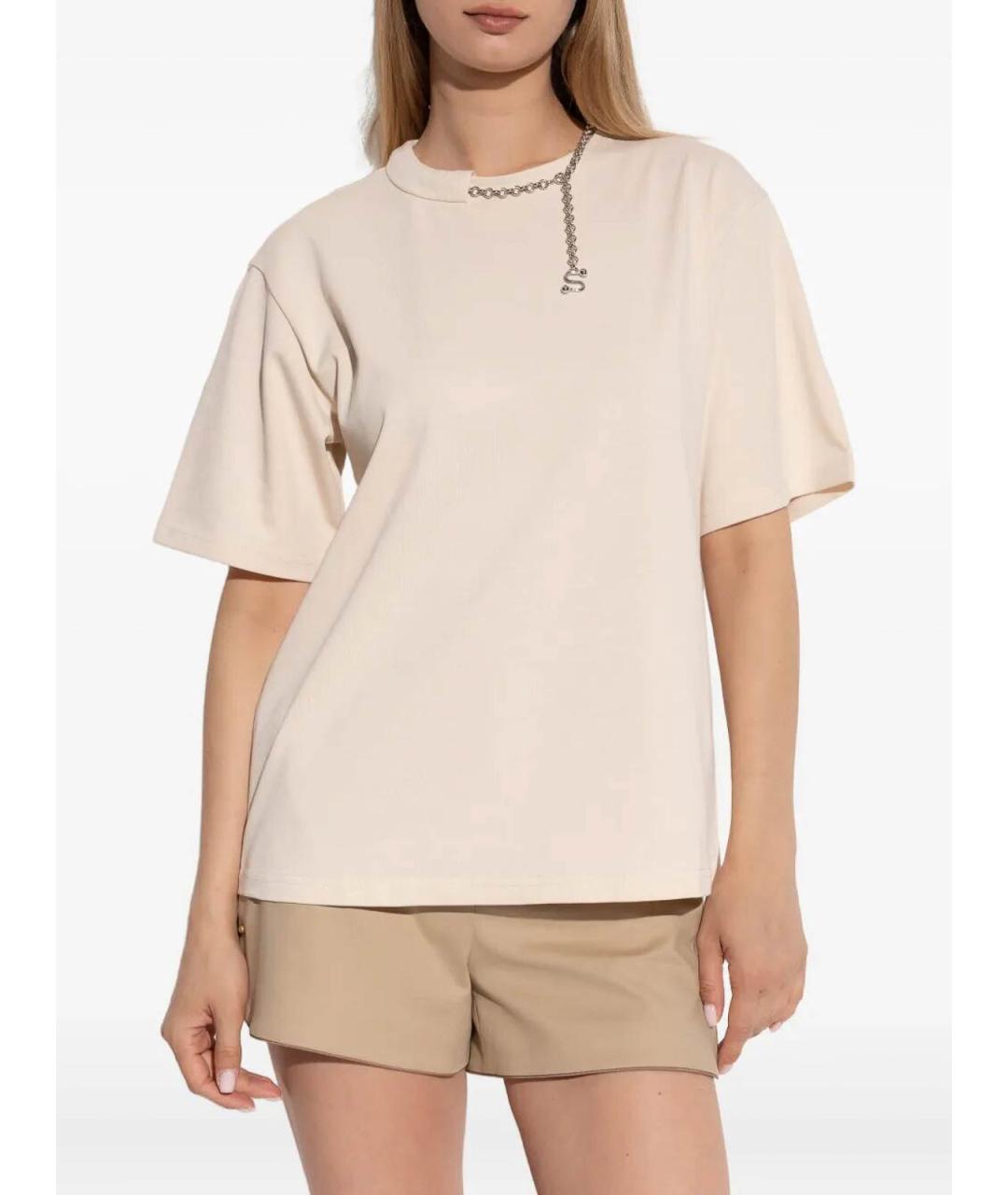 SPORTMAX Бежевая хлопковая футболка, фото 2