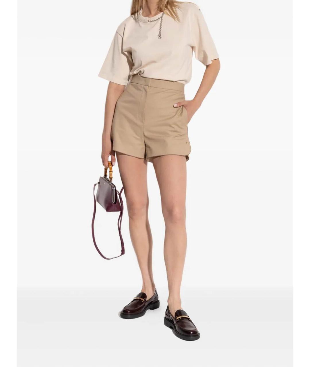 SPORTMAX Бежевая хлопковая футболка, фото 3