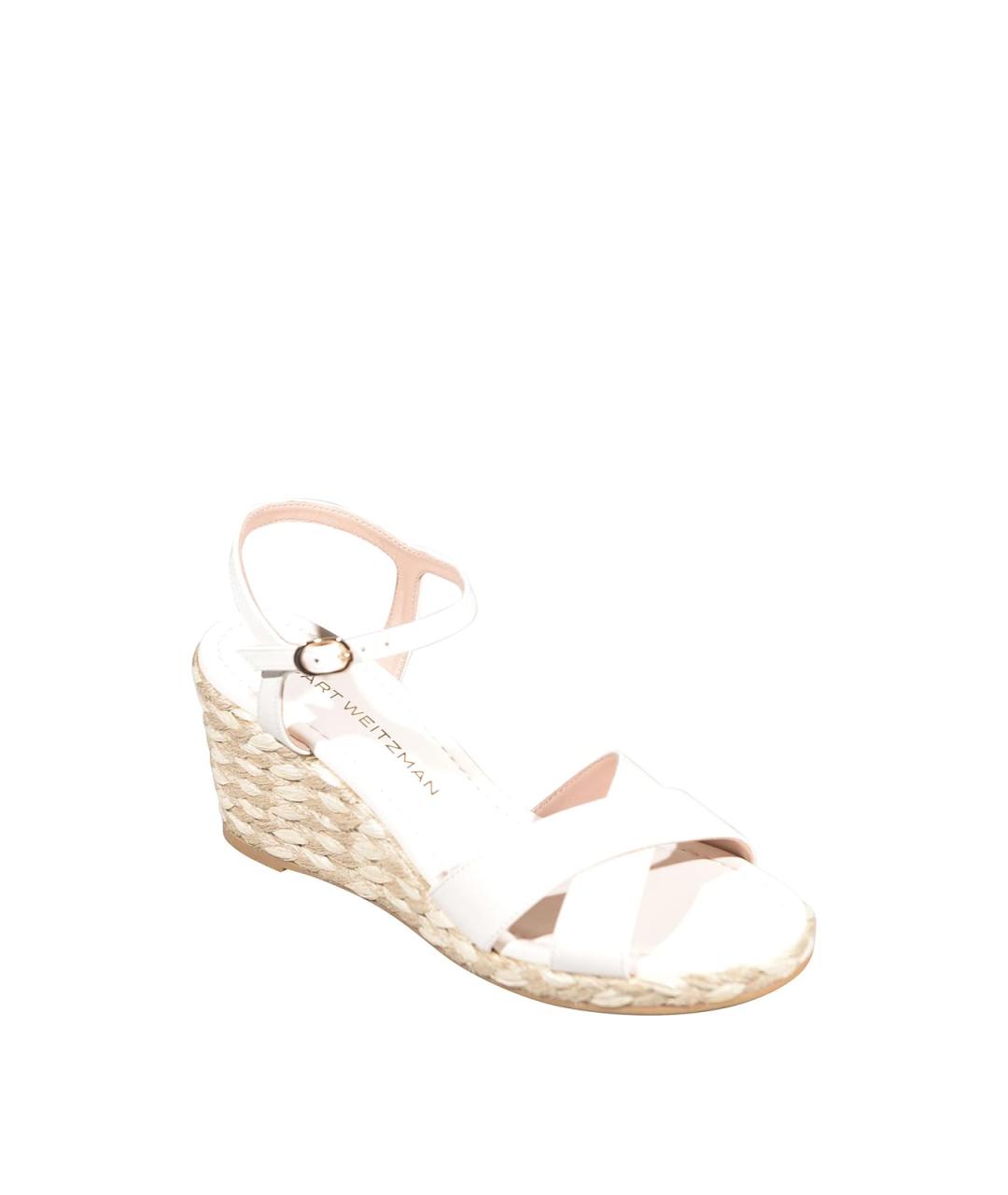 STUART WEITZMAN Белые кожаные босоножки, фото 2