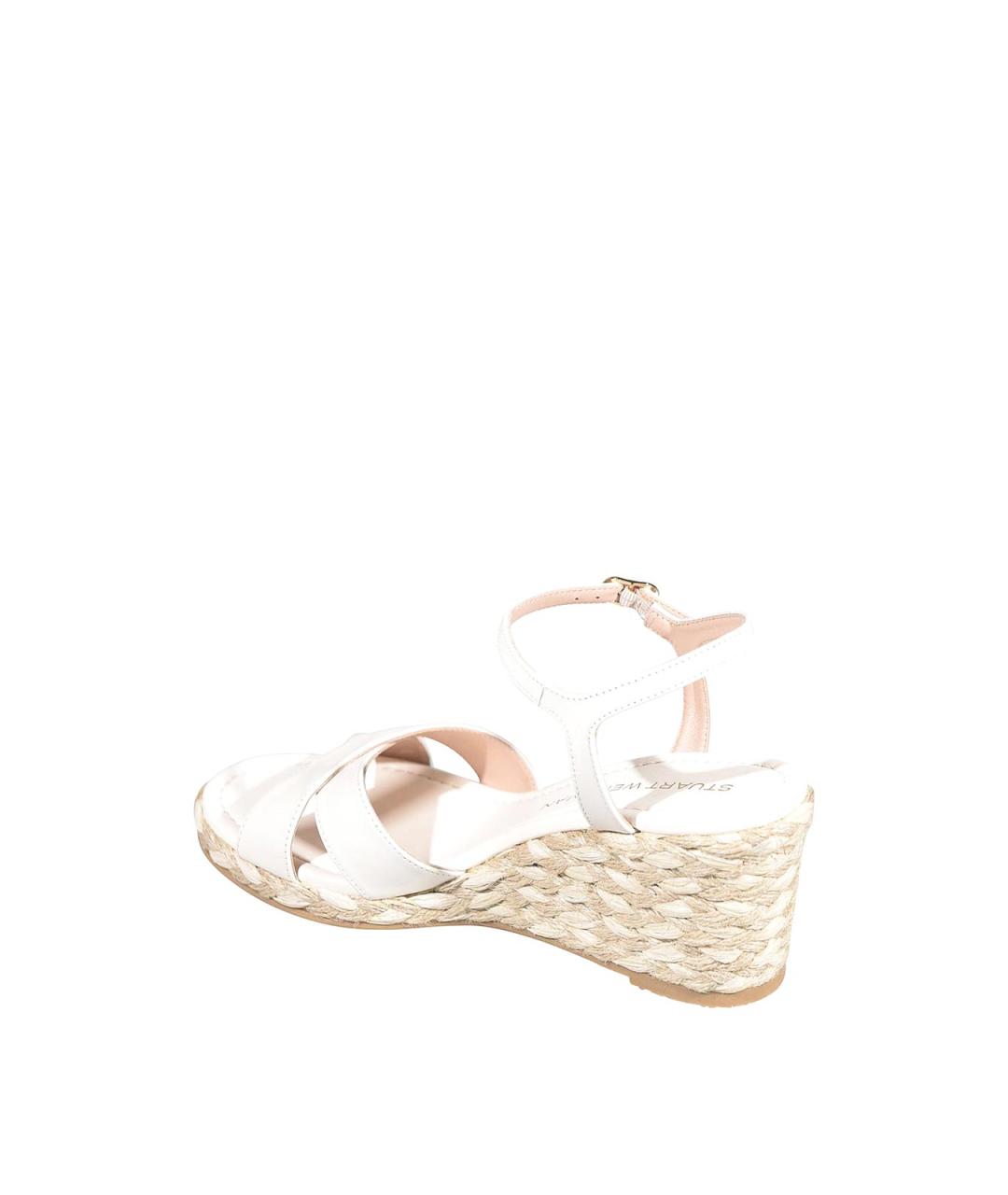 STUART WEITZMAN Белые кожаные босоножки, фото 3