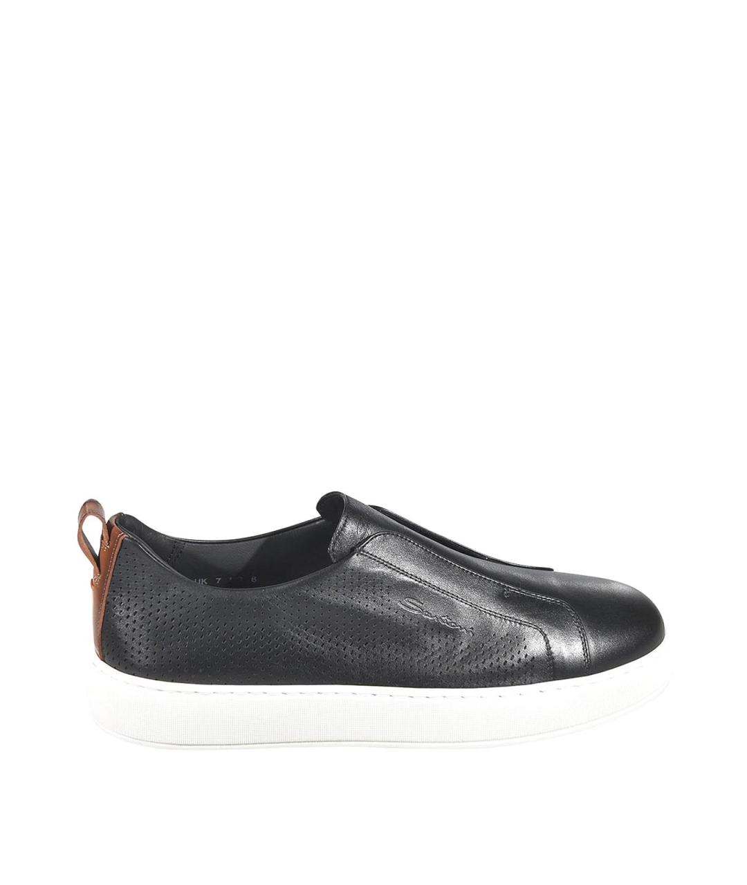 SANTONI Черные текстильные низкие кроссовки / кеды, фото 1