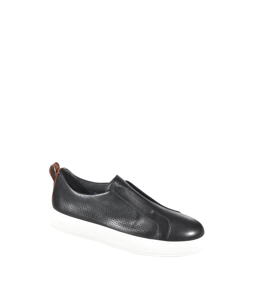 SANTONI Черные текстильные низкие кроссовки / кеды, фото 2