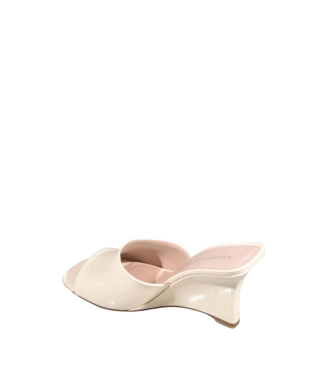STUART WEITZMAN Бежевые мюли из лакированной кожи, фото 3