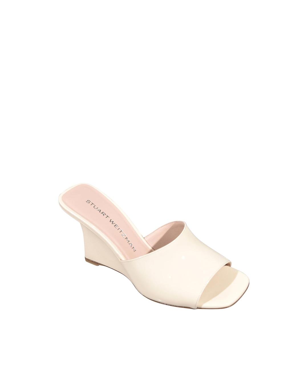 STUART WEITZMAN Бежевые мюли из лакированной кожи, фото 2