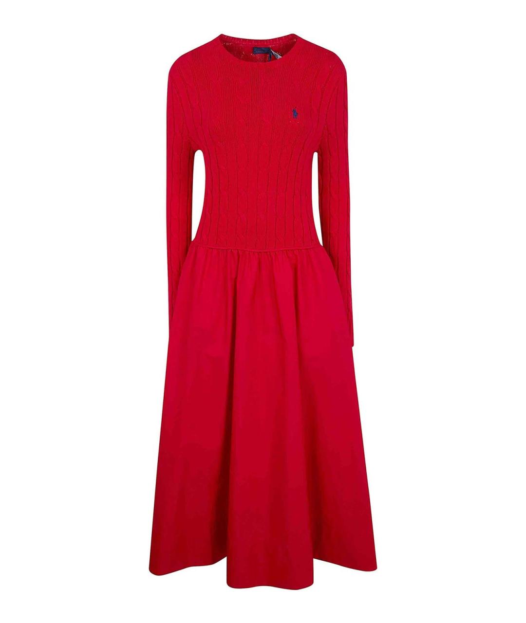 POLO RALPH LAUREN Красное хлопковое повседневное платье, фото 1
