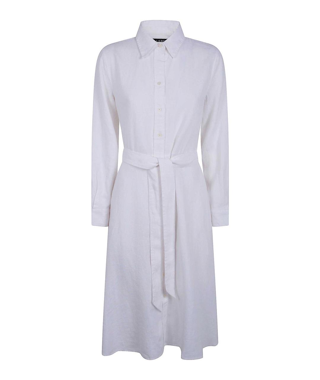 RALPH LAUREN Белое льняное повседневное платье, фото 1
