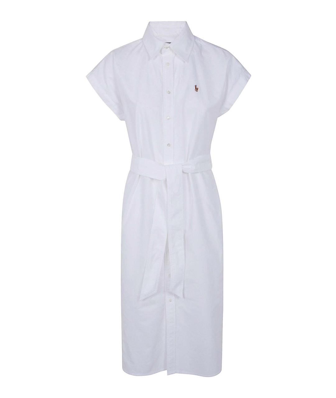 POLO RALPH LAUREN Белое хлопковое повседневное платье, фото 1