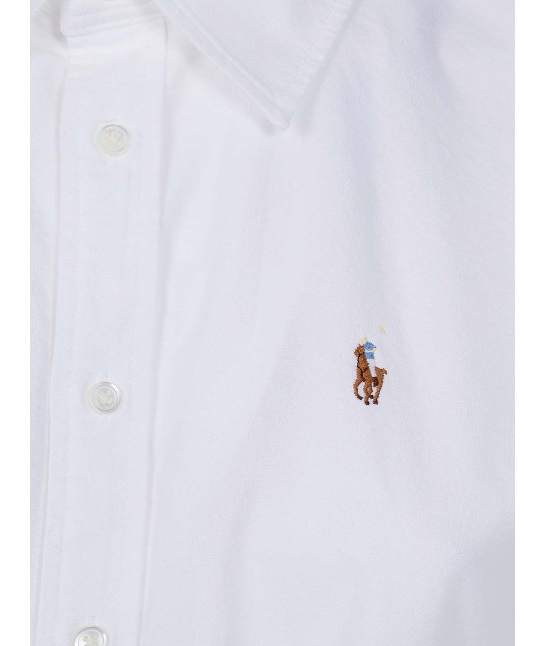 POLO RALPH LAUREN Белое хлопковое повседневное платье, фото 3