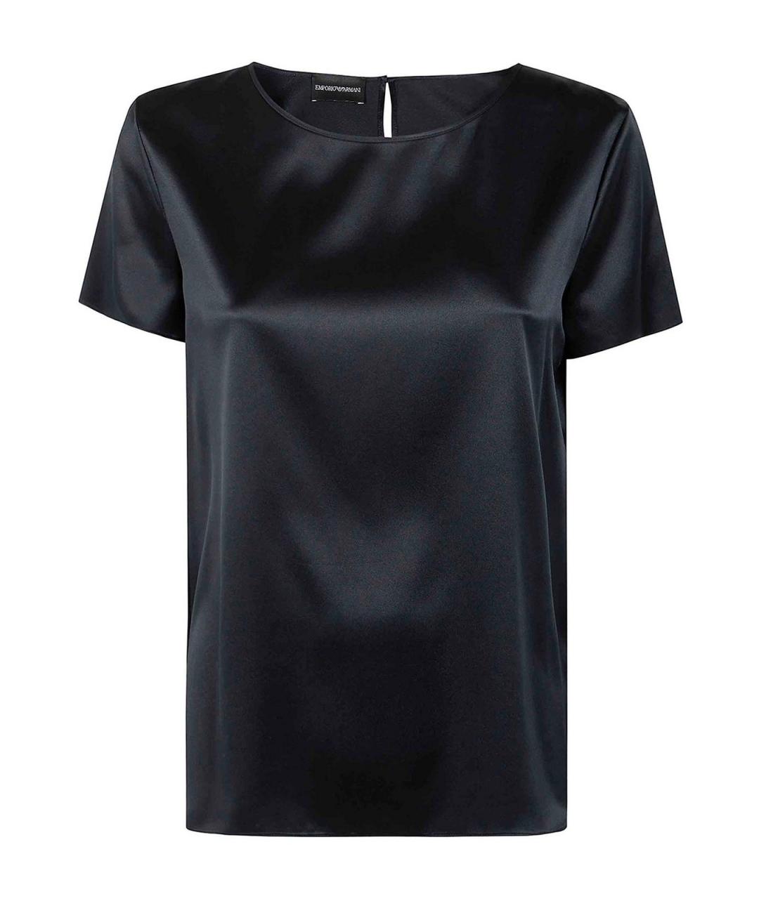 EMPORIO ARMANI Черная шелковая блузы, фото 1