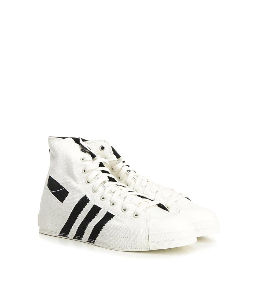 Y-3 Белые текстильные высокие кроссовки / кеды, фото 2
