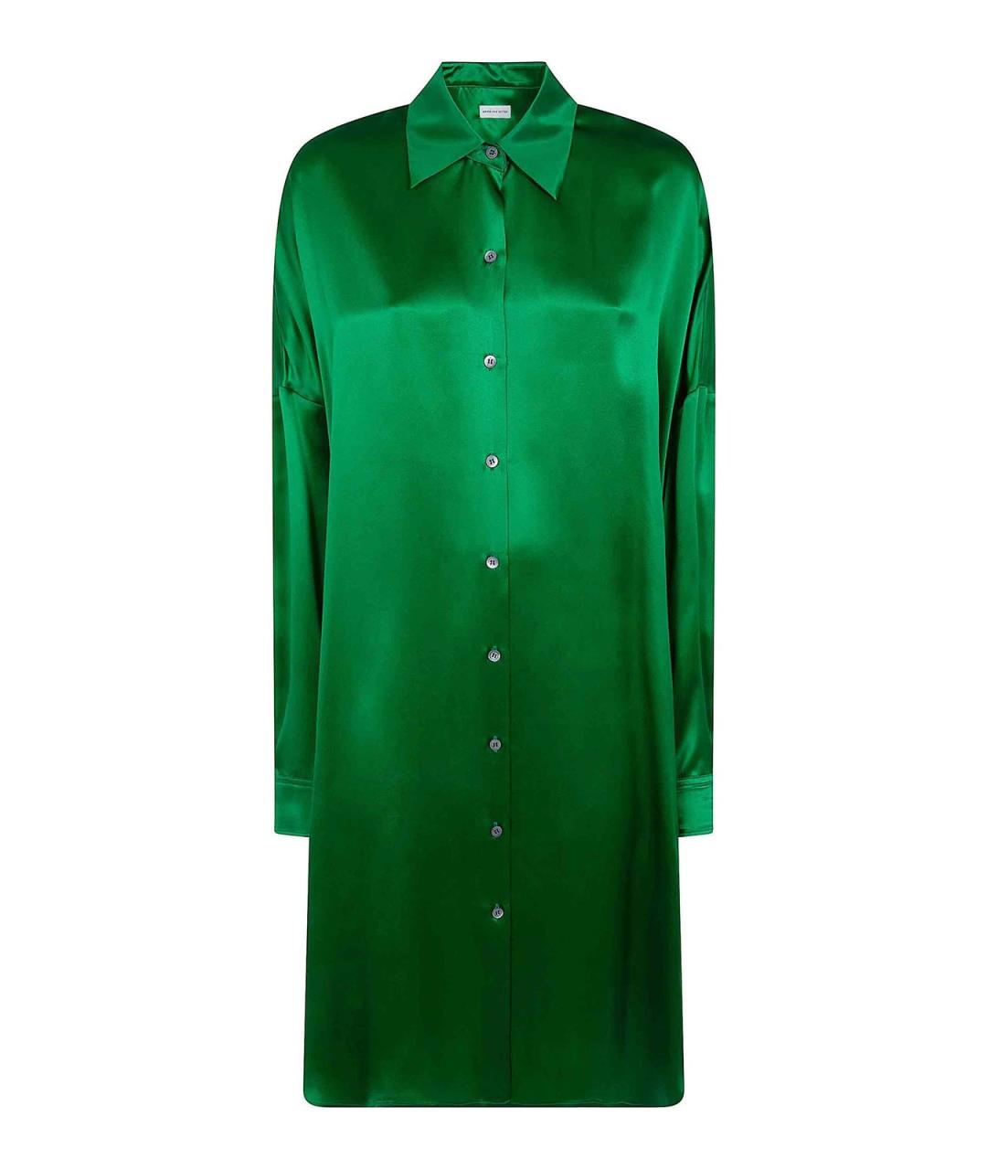 DRIES VAN NOTEN Зеленая шелковая рубашка, фото 1