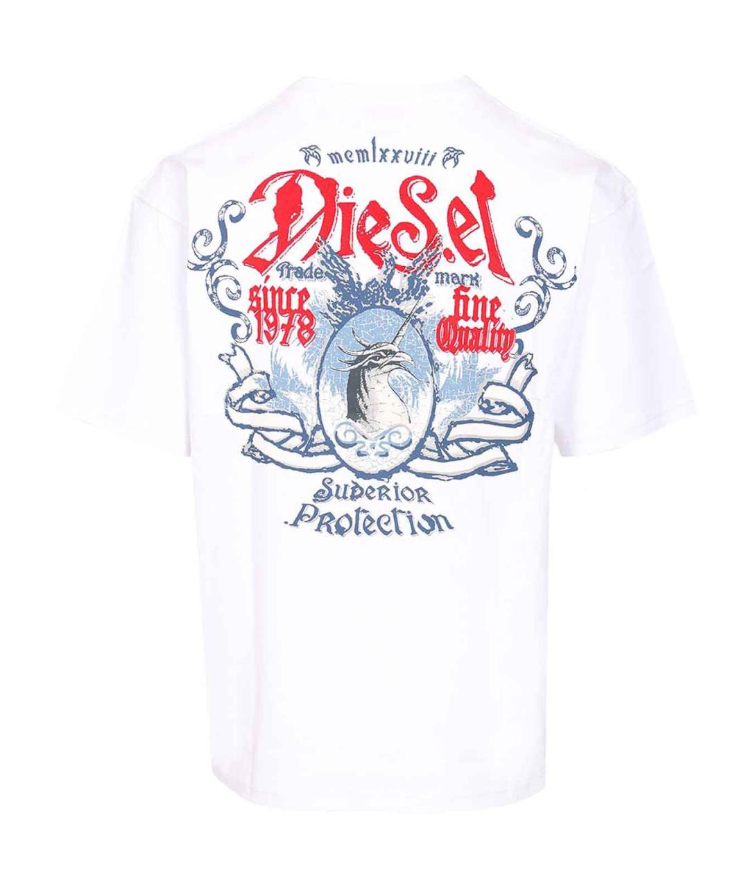 DIESEL Белая хлопковая футболка, фото 2