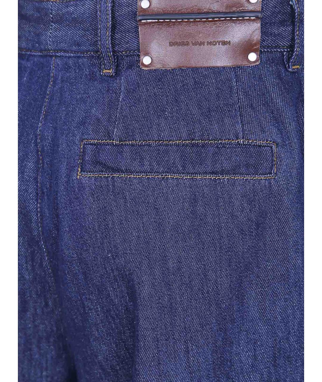 DRIES VAN NOTEN Синие хлопковые прямые джинсы, фото 3