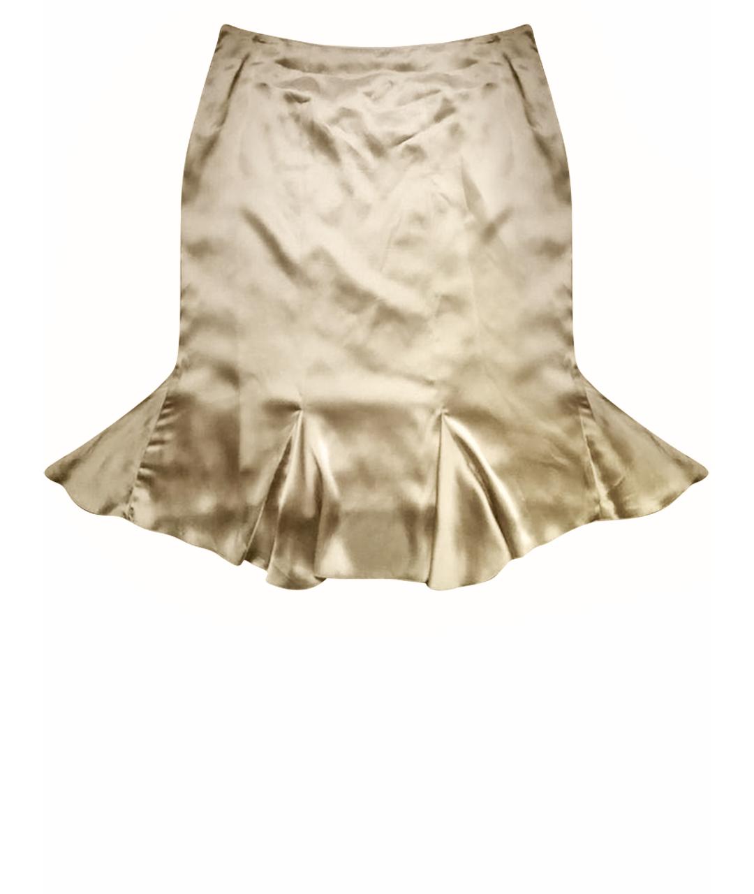 VALENTINO ROMA Бежевая шелковая юбка миди, фото 1