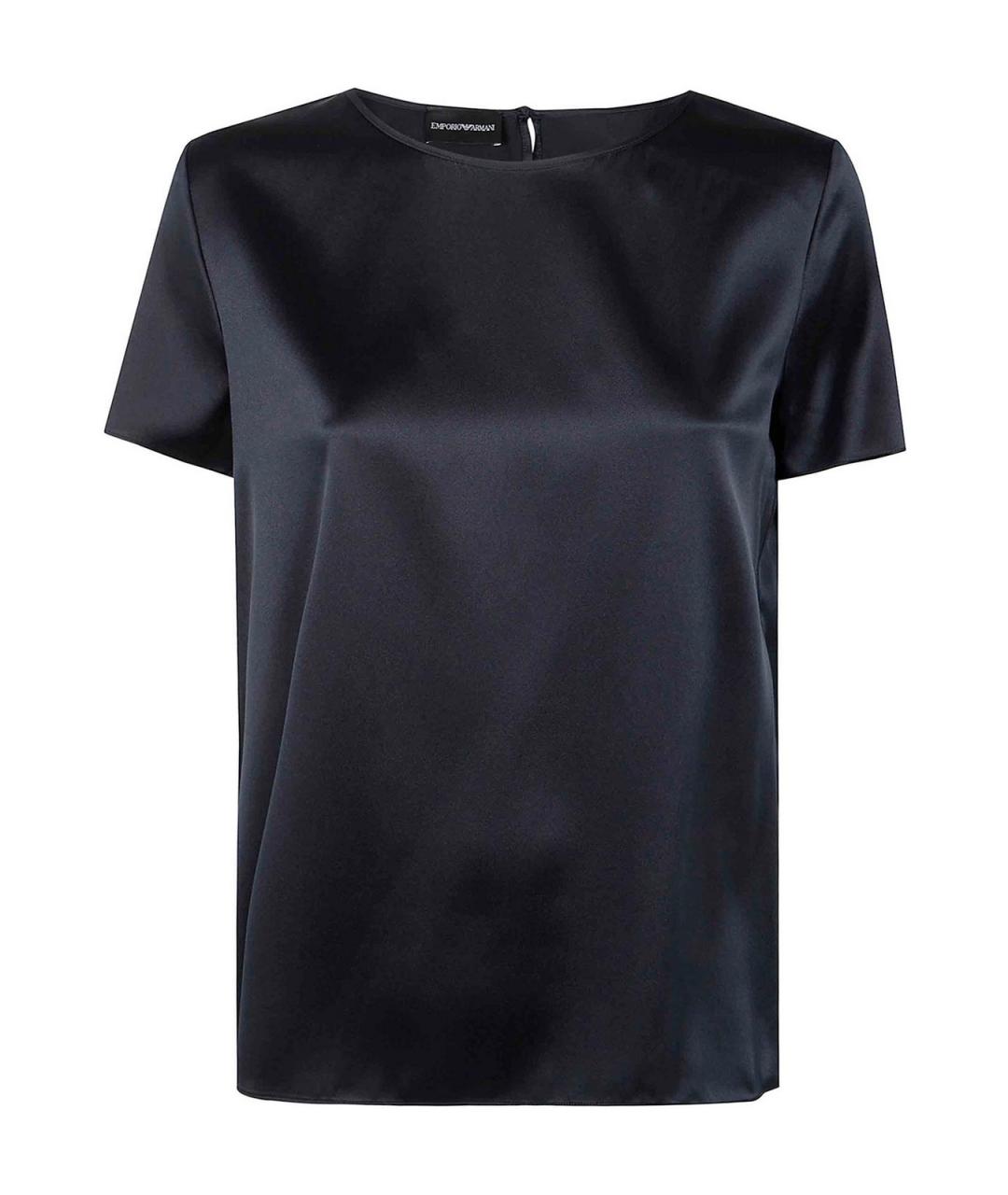 EMPORIO ARMANI Синяя шелковая блузы, фото 1
