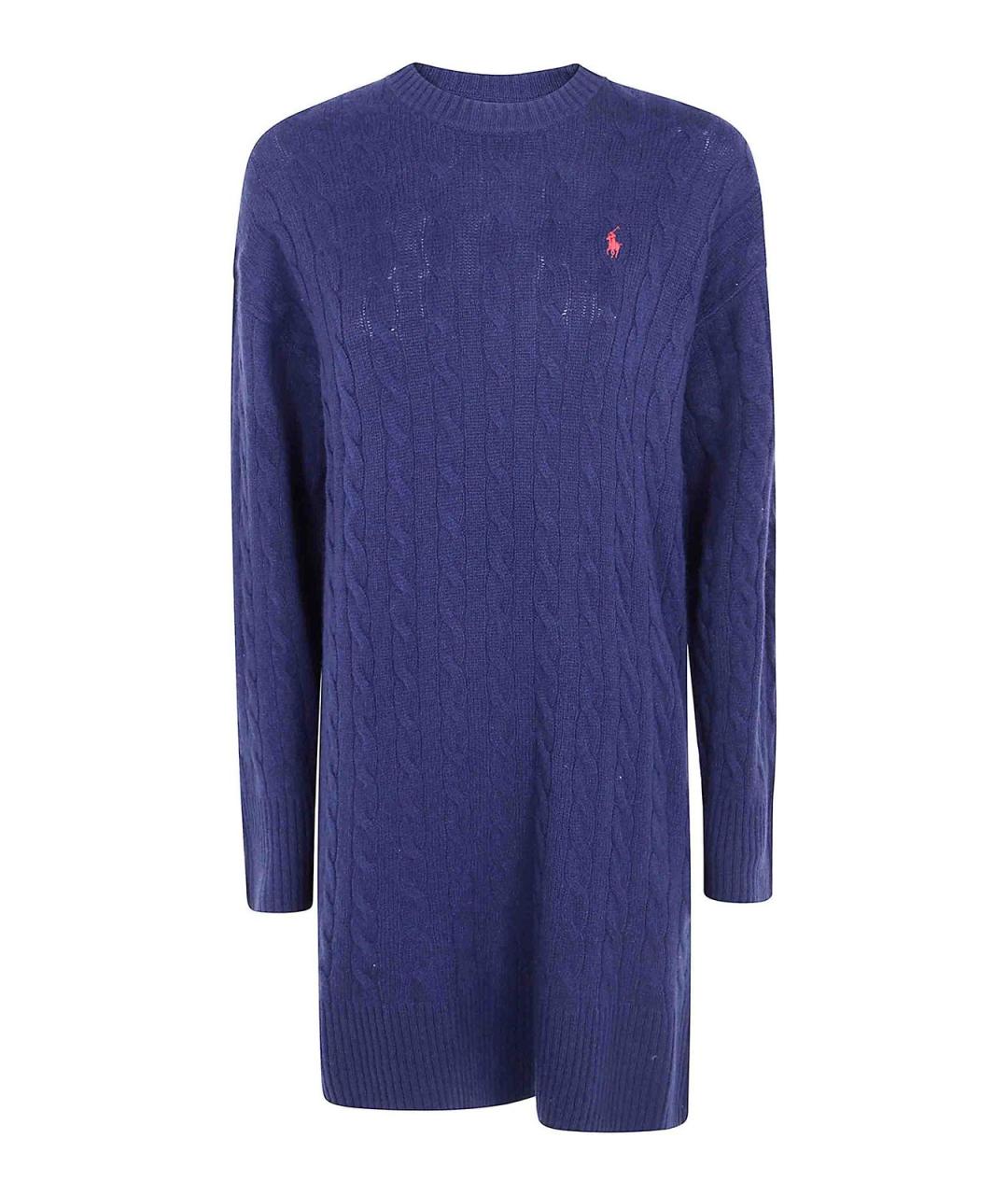 POLO RALPH LAUREN Синее шерстяное повседневное платье, фото 1