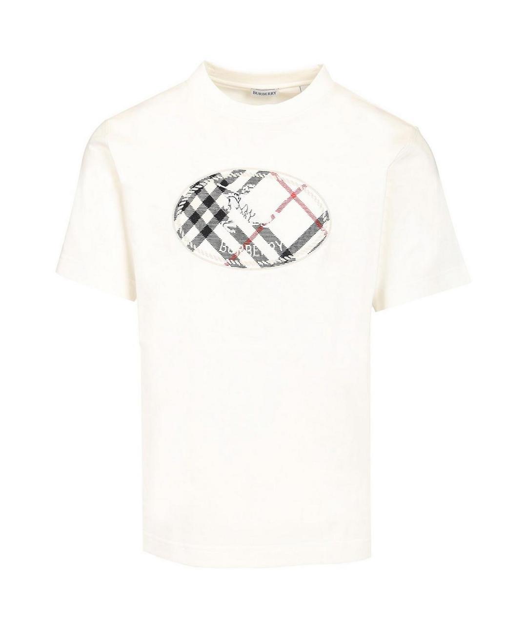 BURBERRY Белая хлопковая футболка, фото 1
