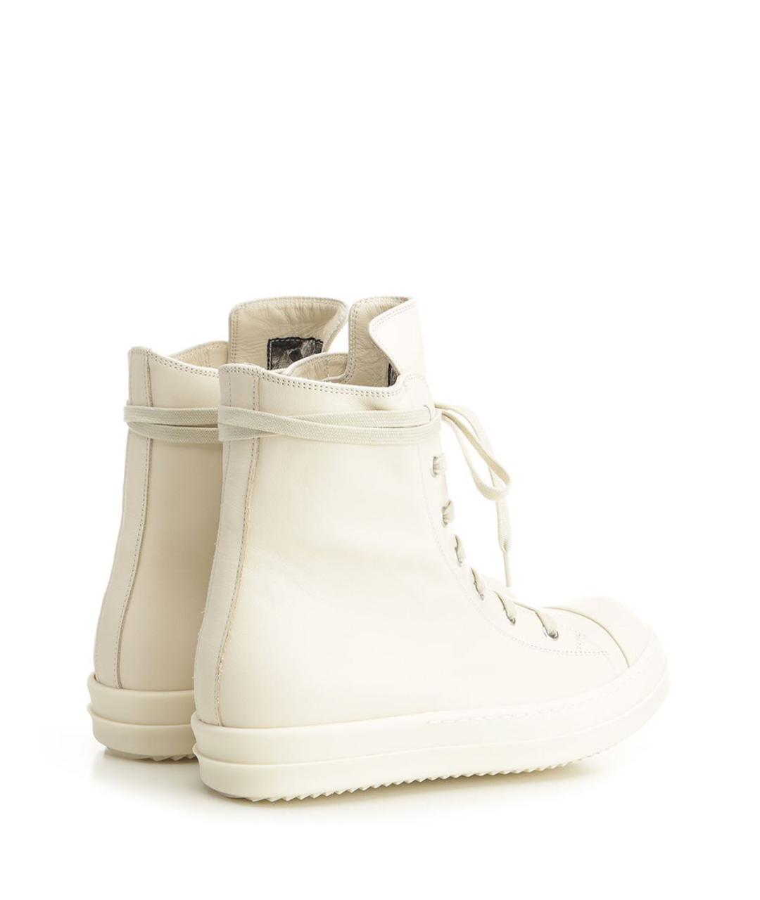 RICK OWENS Белые кожаные высокие кроссовки / кеды, фото 3