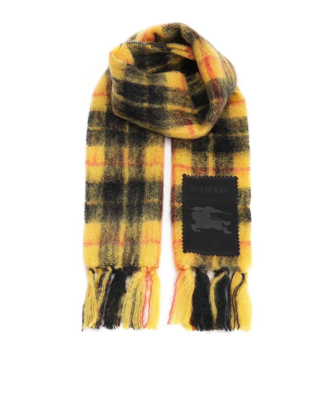 BURBERRY Желтый шерстяной шарф, фото 1