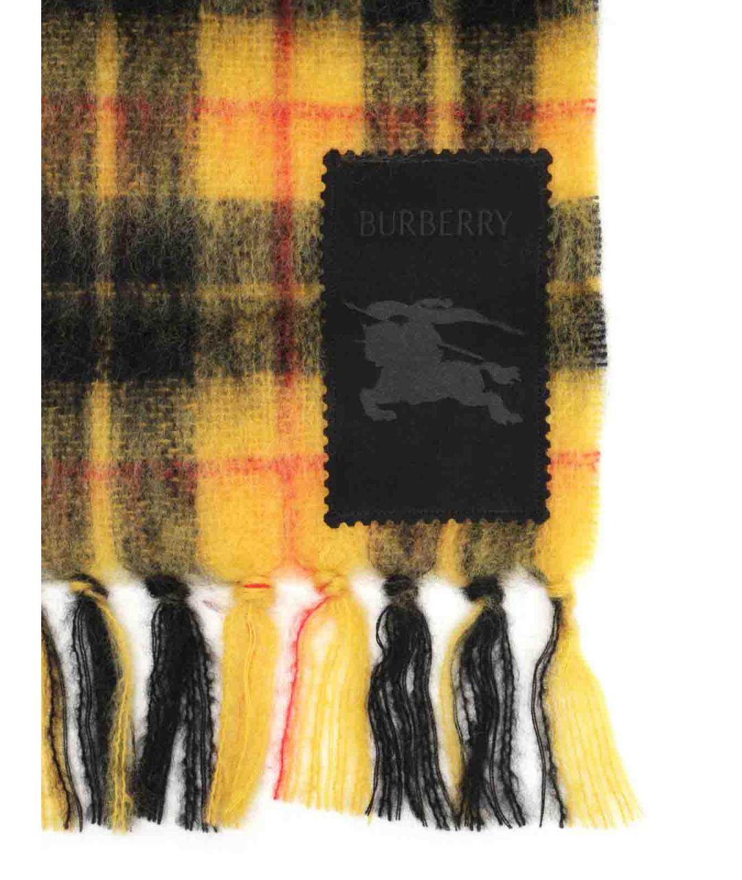 BURBERRY Желтый шерстяной шарф, фото 2