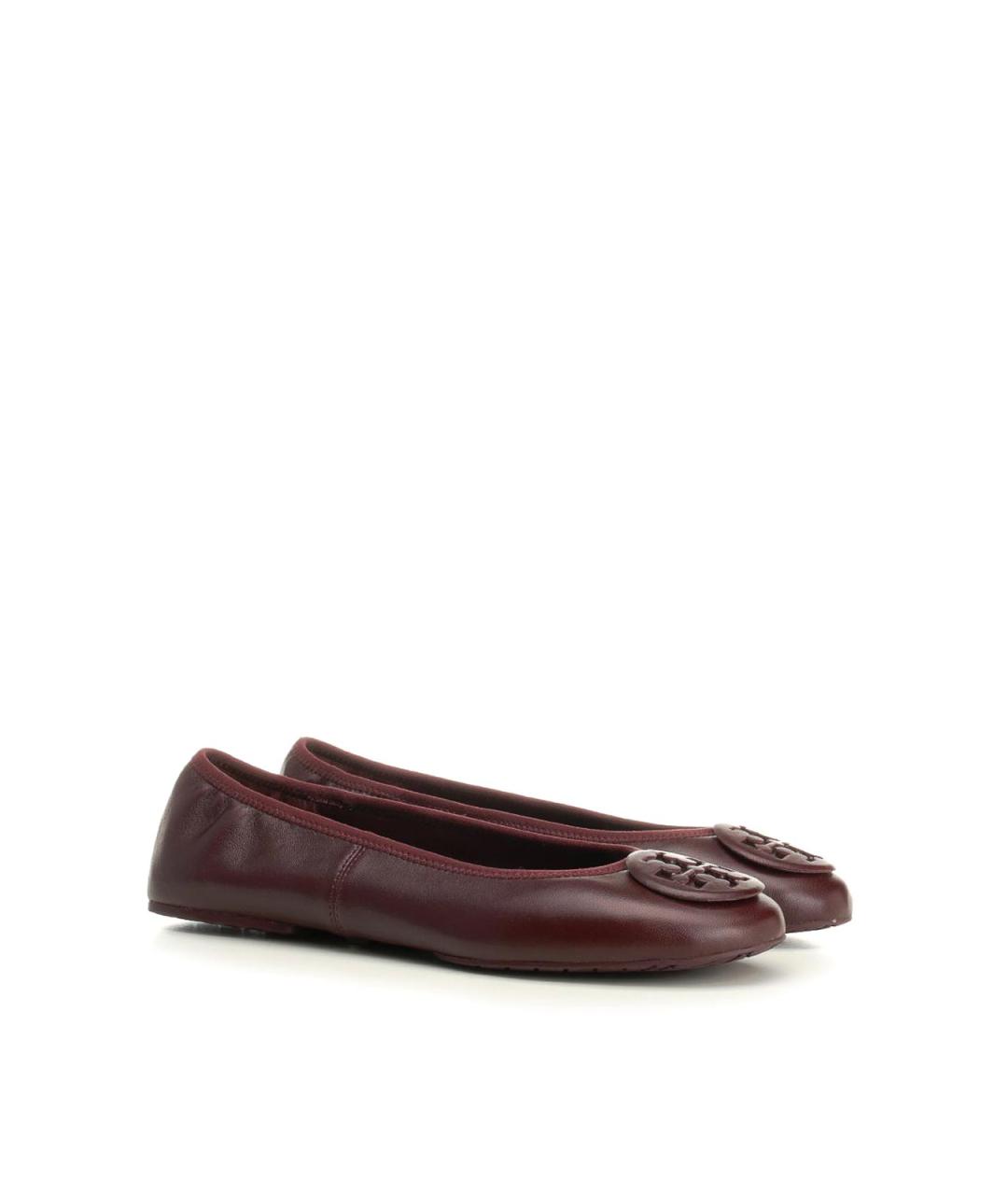 TORY BURCH Бордовые кожаные балетки, фото 2