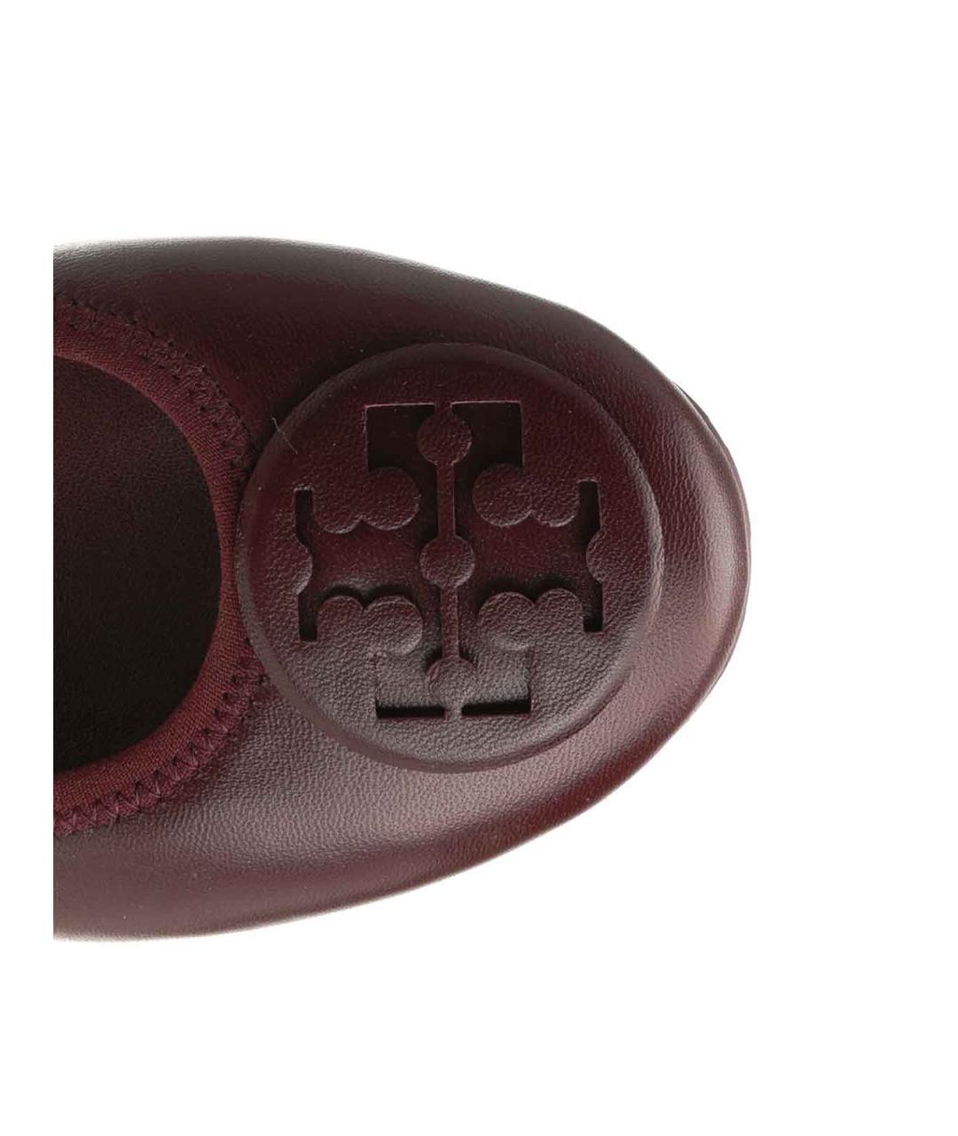 TORY BURCH Бордовые кожаные балетки, фото 4