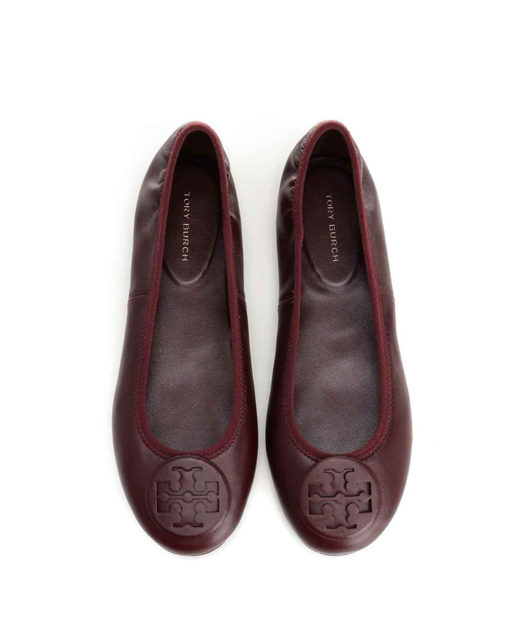 TORY BURCH Бордовые кожаные балетки, фото 5