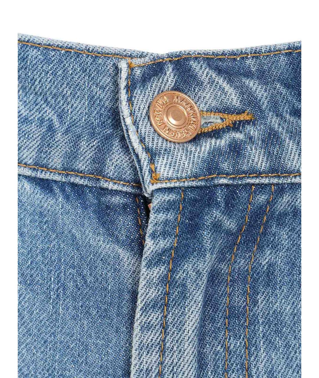 7 FOR ALL MANKIND Синие хлопковые прямые джинсы, фото 4