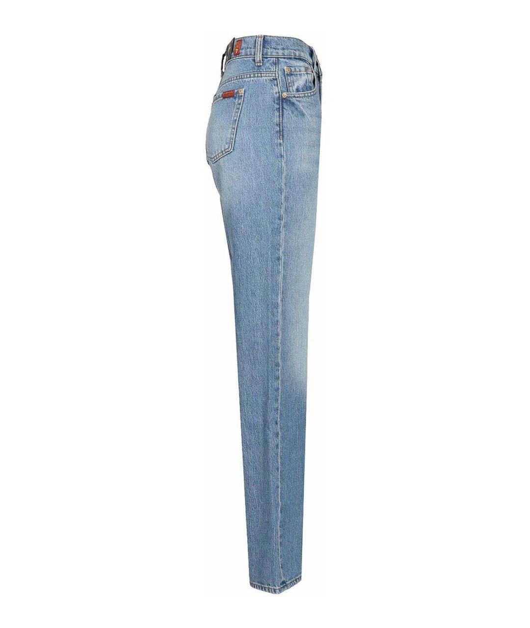 7 FOR ALL MANKIND Синие хлопковые прямые джинсы, фото 3