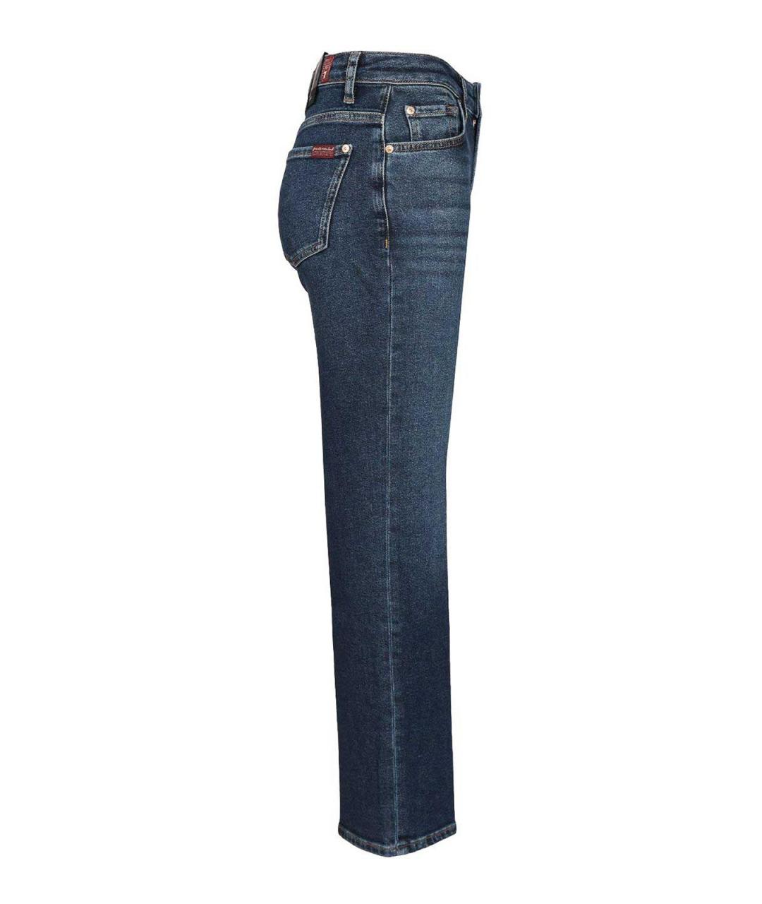 7 FOR ALL MANKIND Синие хлопковые прямые джинсы, фото 3