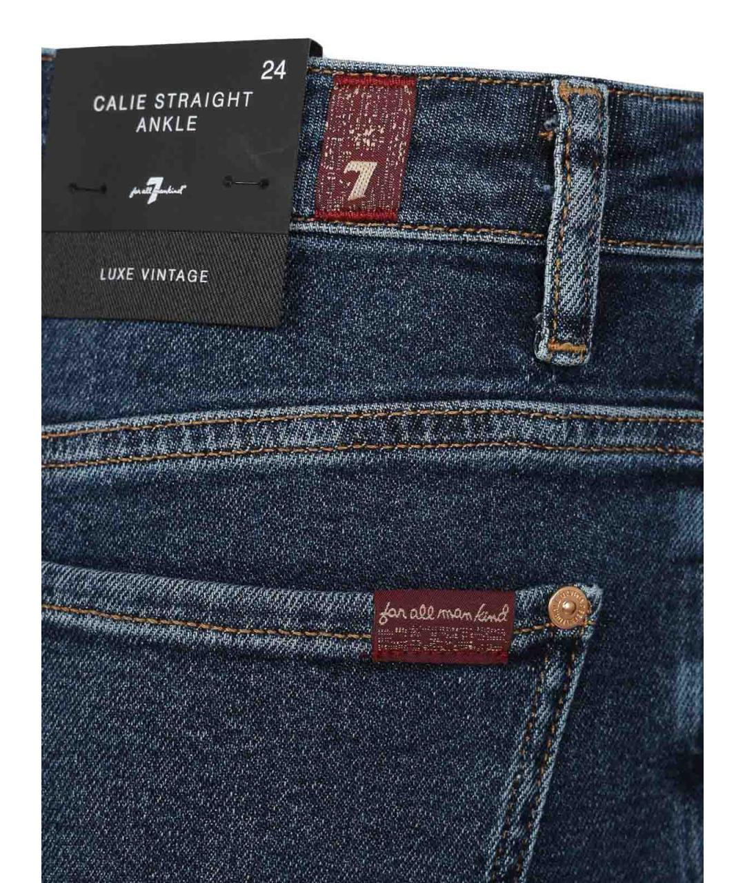 7 FOR ALL MANKIND Синие хлопковые прямые джинсы, фото 5