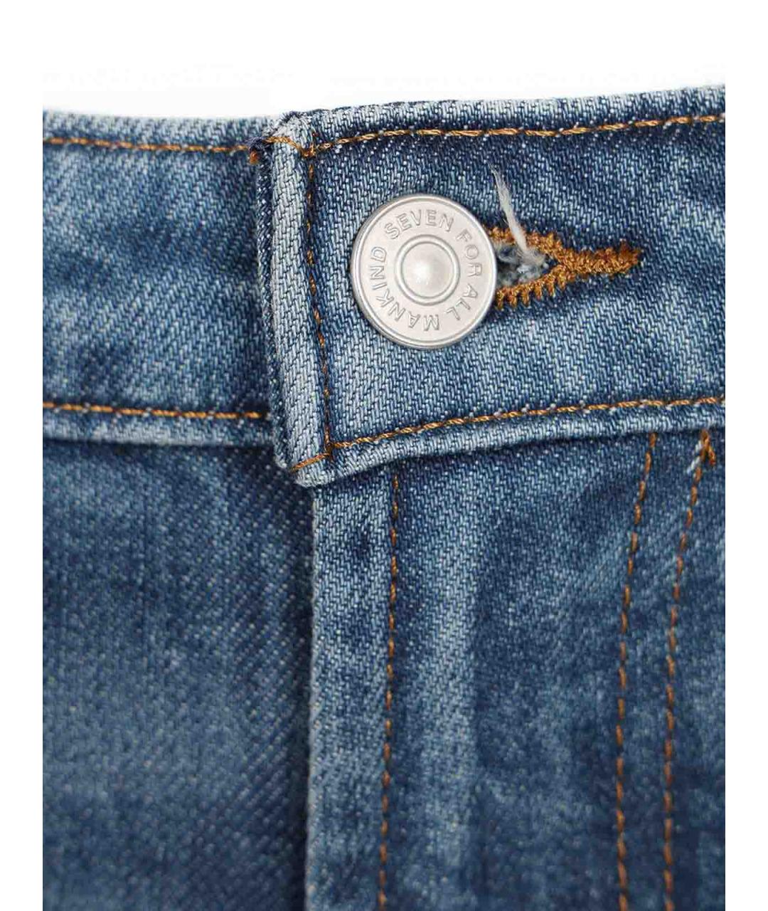 7 FOR ALL MANKIND Синие хлопковые джинсы слим, фото 4